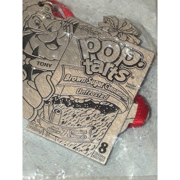 Vintage Kellog's Poptart Tony Tiger Christmas Ornament Pewter Sealed Advertising - Picture 3 of 5